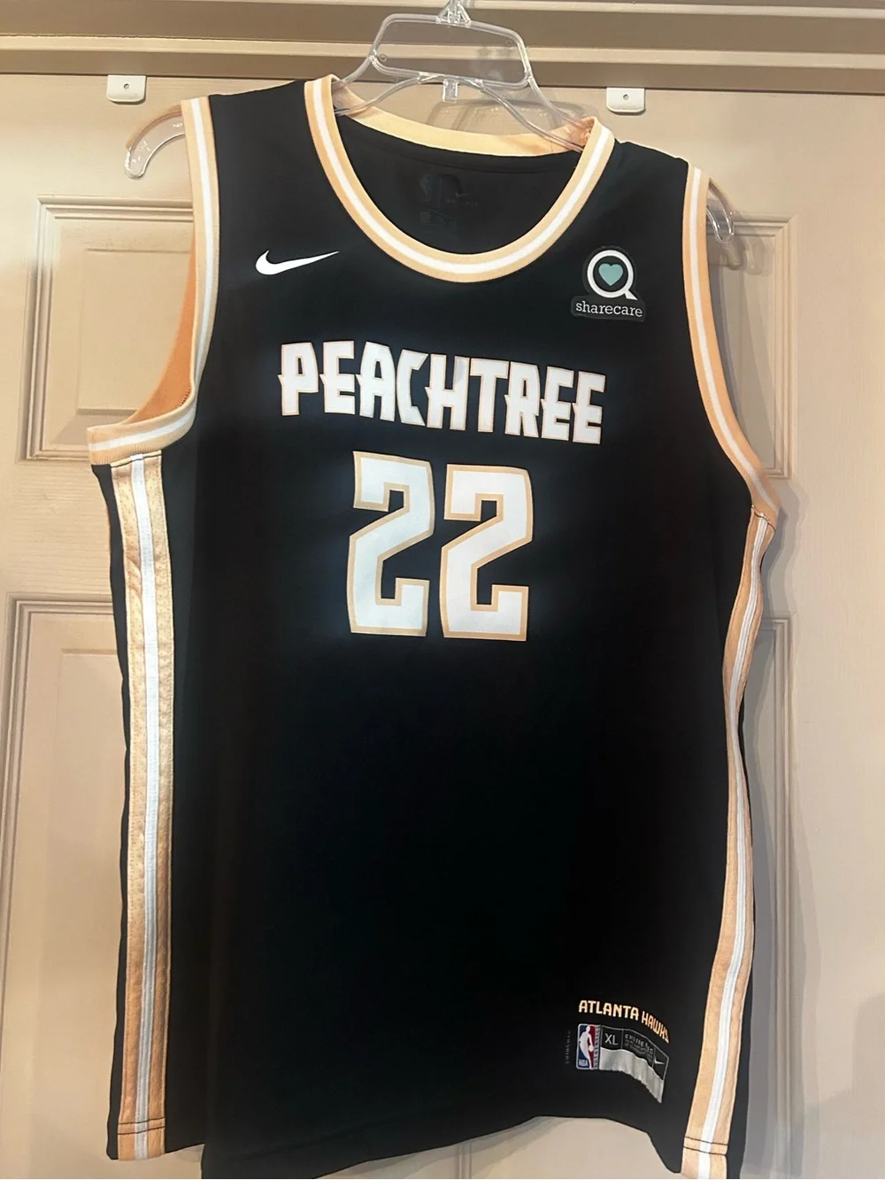 Nike Dri-Fit XL Atlanta Hawks Black Basketball Jersey #22 Reddish Excellent
